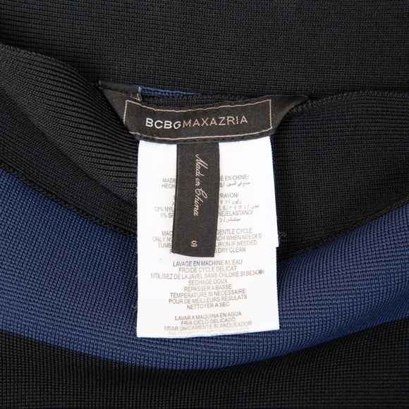 NWOT BCBGMAXAzira Bandage Mini Tulip Hem Skirt in Black and Blue - Picture 2 of 6